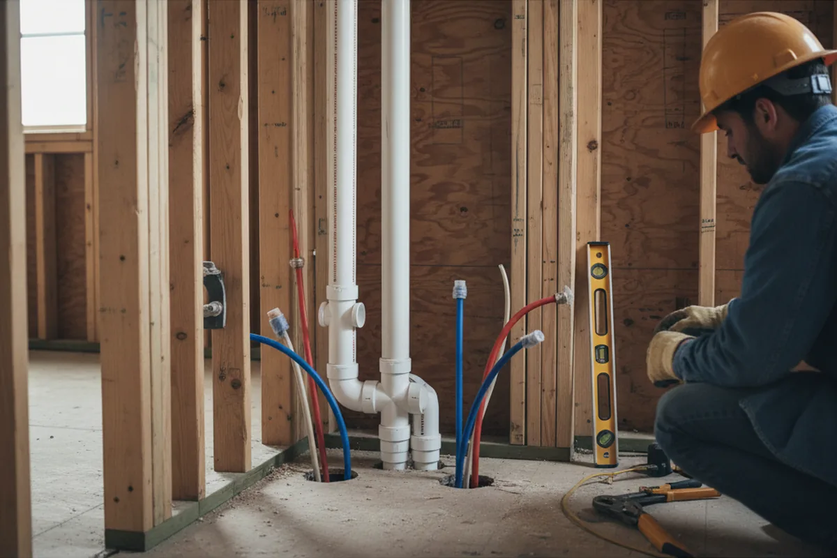 Drain and supply rough-in during Drain Cleaning in Brightwaters